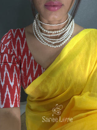 Yellow Saree With Zigzag Print Blouse